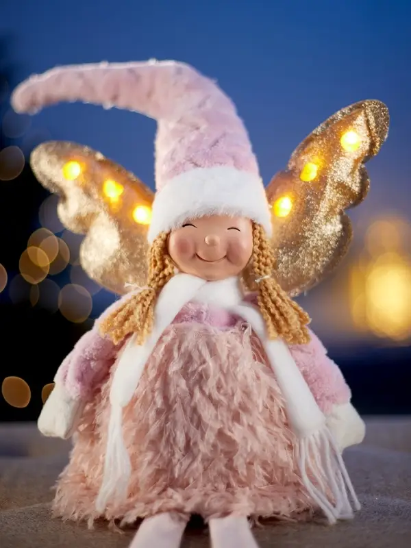 Фигура текстиль &laquo;Кукла в сером&raquo; 70 см, 6 LED, AG10x3 (в компл.), Т/БЕЛЫЙ