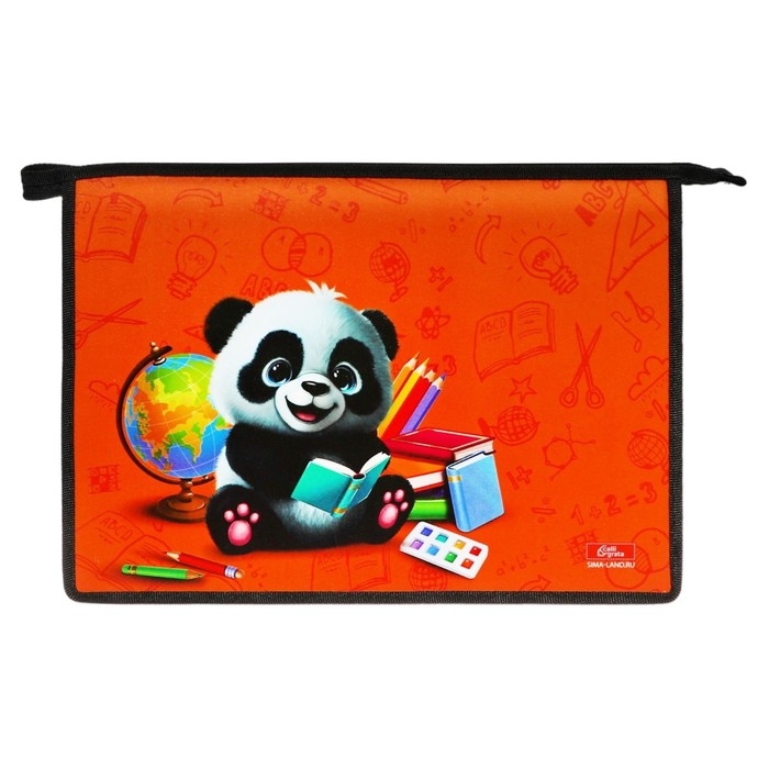 Папка для труда А4, молния сверху, пластиковая, ПТР-22, универсальная, Calligrata "Панда"