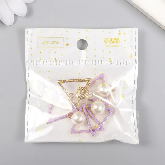 Декор для творчества металл, пластик, эмаль "Треугольник с бусинкой" 2,4х2,8 см