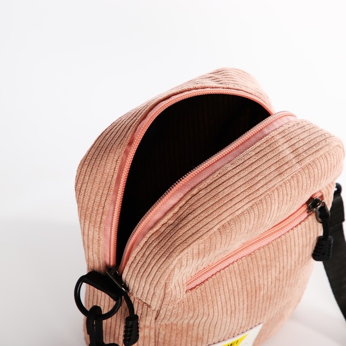 Сумка молодёжная на молнии, цвет розовый