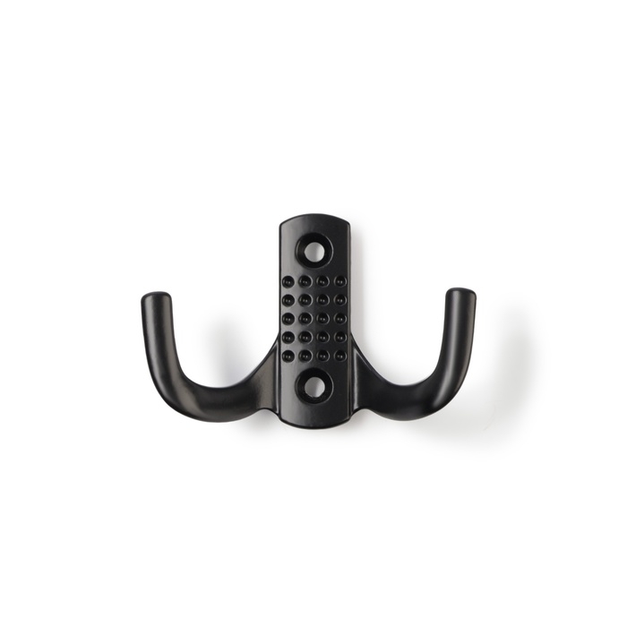Крючок мебельный ТУНДРА TKD011BL, двухрожковый, цвет черный