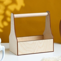 Кашпо деревянное 20&times;12.5&times;20 см Стелла Моно, с ручкой, натуральный Дарим Красиво