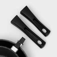 Набор кухонной посуды &laquo;Мраморная №3&raquo;, 6 предметов, крышка, съёмная ручка, антипригарное покрытие, цвет тёмный мрамор