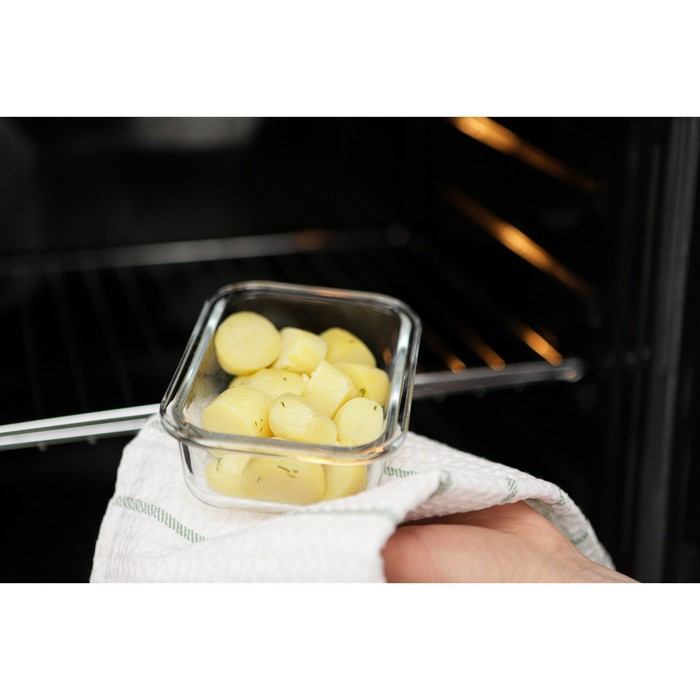 Контейнер для еды из жаропрочного стекла с крышкой Cook and Freeze, 380 мл, 15&times;11&times;5,5 см, цвет МИКС