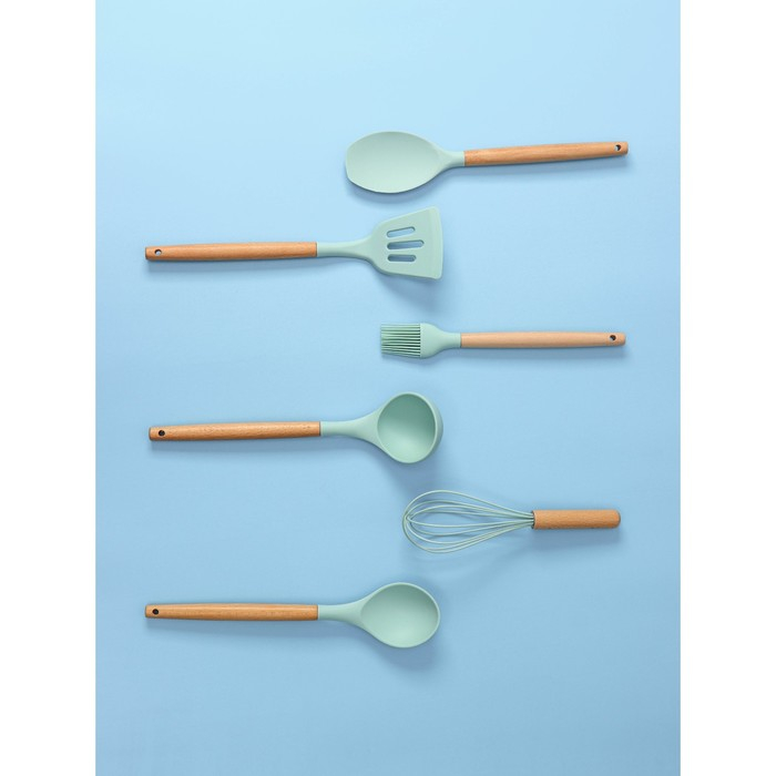 Набор кухонных принадлежностей Доляна &laquo;Лиам&raquo;, 7 предметов, 33&times;12,5&times;12,5 см, цвет бирюзовый