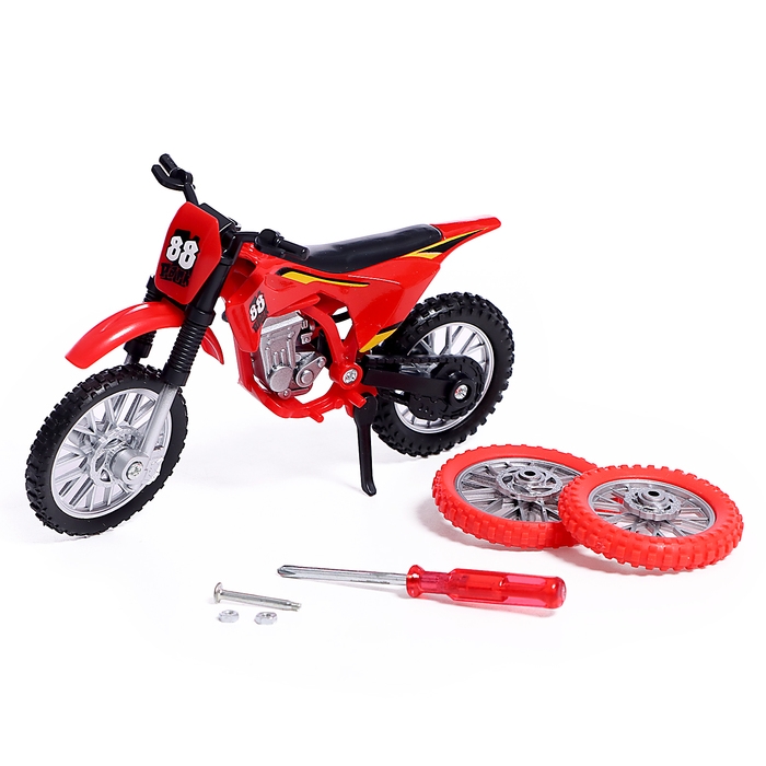 Мотоцикл &laquo;Эндуро&raquo;, металлический, со сменными колёсами, 1:18, цвет МИКС