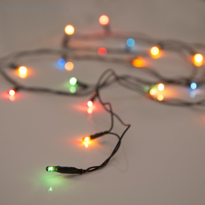 Гирлянда &laquo;Нить&raquo; 1.2 м, IP20, тёмная нить, 20 ламп, свечение мульти, 220 В
