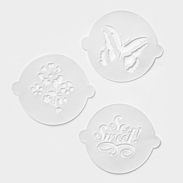 Набор кондитерских трафаретов для украшения выпечки &laquo;Букет&raquo;, 8 шт: 2 шт d=20 см, 6 шт d=8 см