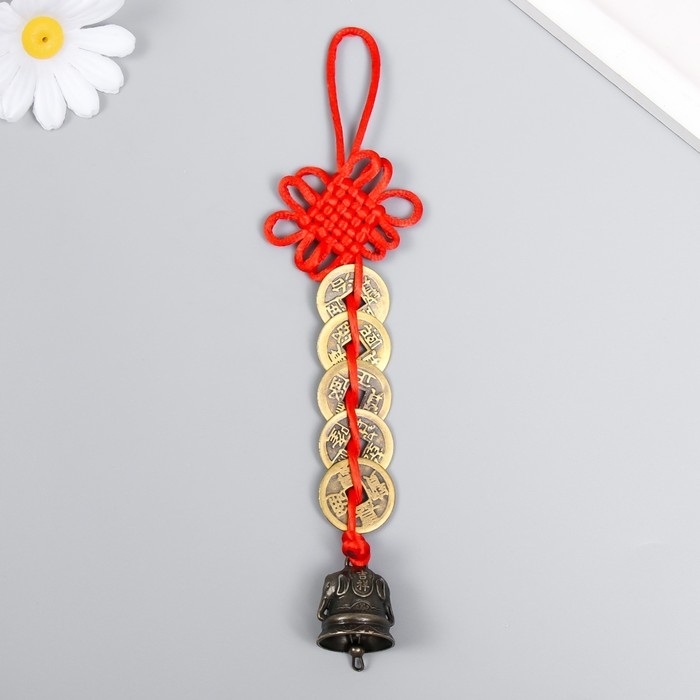 Колокольчик металл "Головы слонов" 5 монет, 1 колокол 14,5х2,5 см