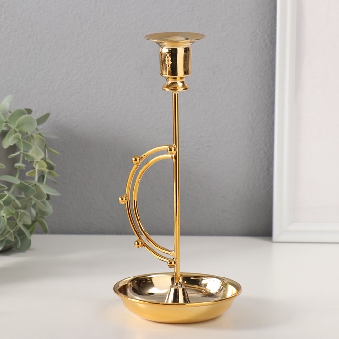 Подсвечник металл на 1 свечу "Шарики на дуге" d-2 см 10,5х10,5х23 см