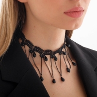 Чокер &laquo;Госпожа&raquo; овалы и цепочки, цвет чёрный,30 см