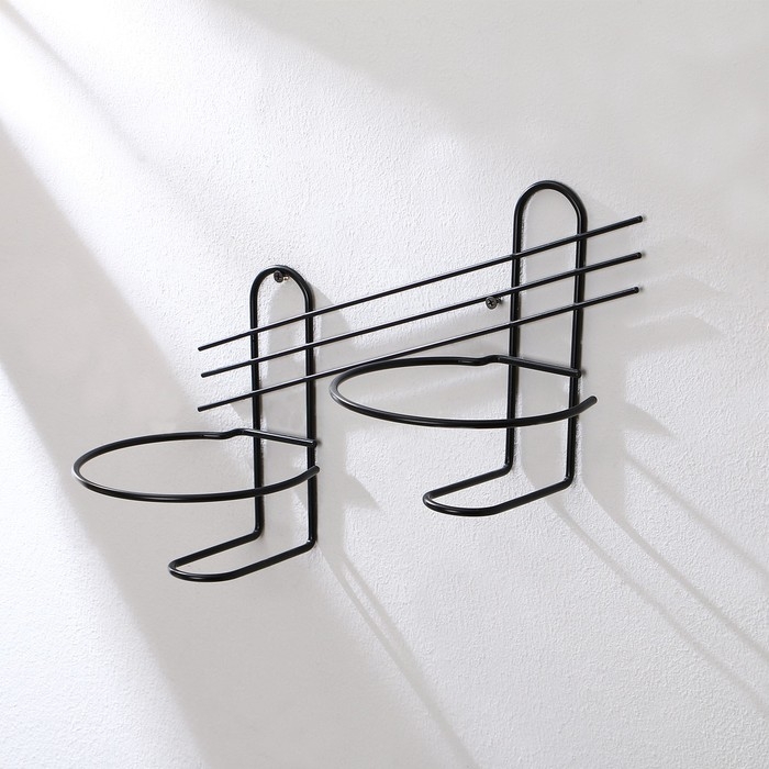 Подвес для кашпо, настенный, d = 16 см, чёрный, &laquo;Косая-2&raquo;