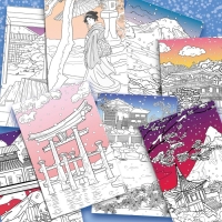 Японская раскраска &laquo;Погрузись в зимнюю сказку&raquo;, 25 картинок