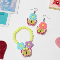 Набор детский &laquo;Выбражулька&raquo; 2 предмета: серьги, браслет, цветочное лето, цвет МИКС
