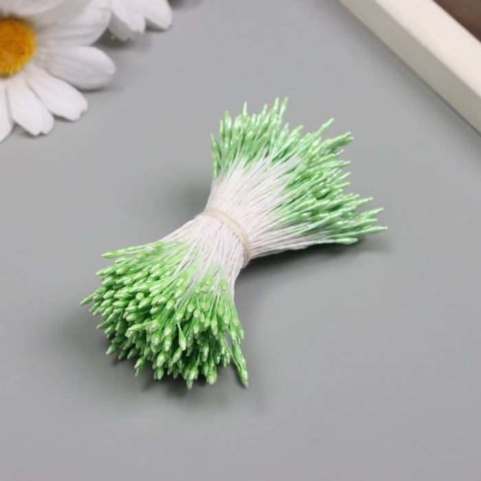 Тычинки для искусственных цветов глянец "Рисинки" зелёный набор 360 шт длина 6 см