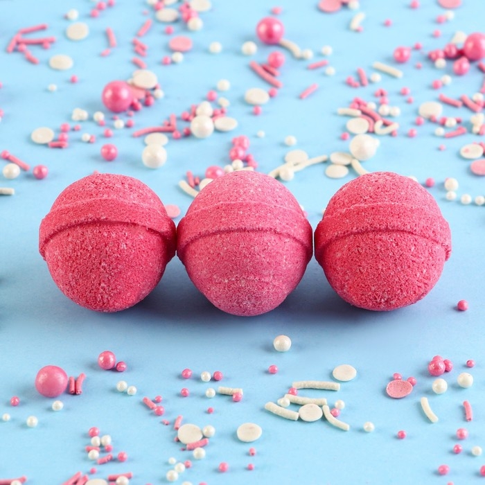 Подарочный набор косметики, бомбочки для ванны, 3 х 20 г, аромат малины, BEAUTY FOOD