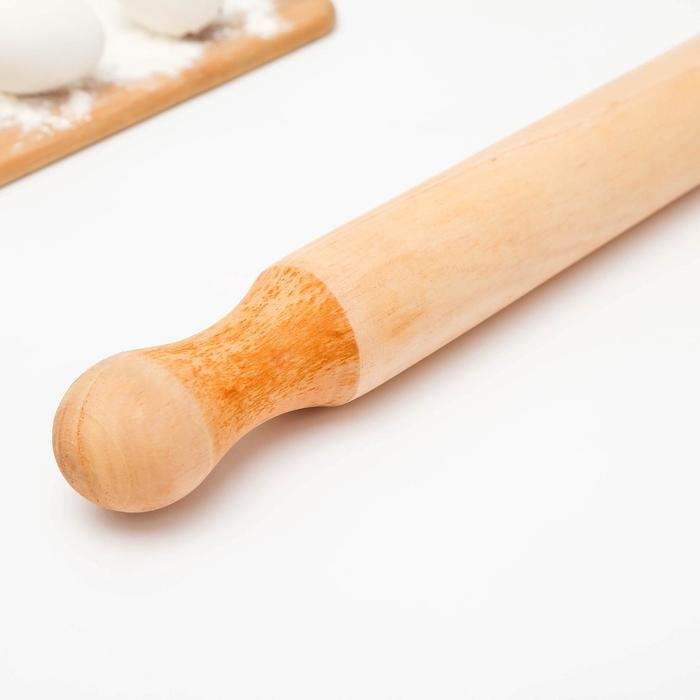 Скалка деревянная Доляна, 50&times;5 см, с фигурными ручками