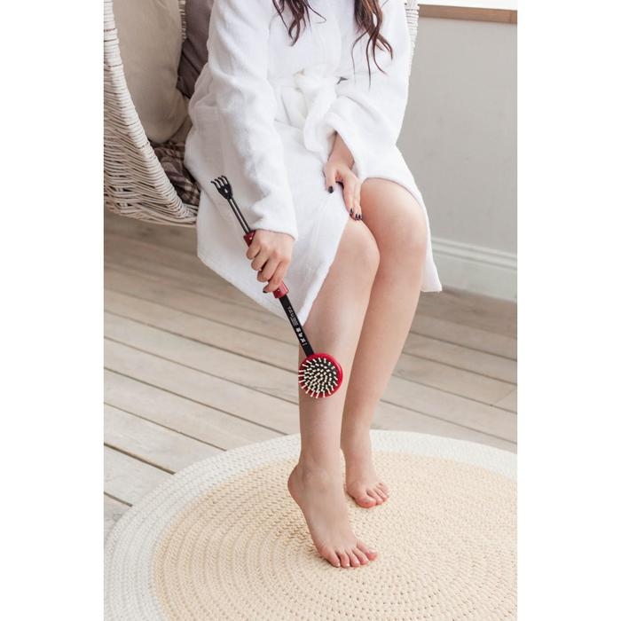 Массажёр-чесалка &laquo;Отдых&raquo;, двусторонний, универсальный, 35 &times; 6 &times; 8 см, цвет красный/чёрный