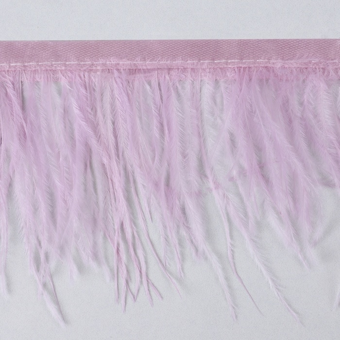 Тесьма с перьями страуса, 8-10 см, 5 &plusmn; 0,5 м, цвет лавандовый