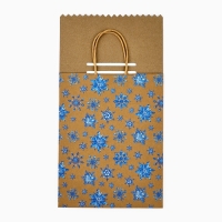 Пакет с клапаном &laquo;Снежинки&raquo;, крафт, глиттер, 19.5 х 10 х 25 см