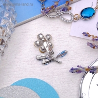 Брошь &laquo;Цветочек&raquo; малая, цвет голубой в серебре