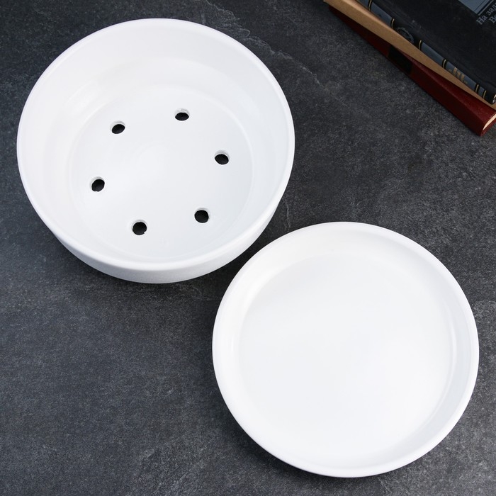 Горшок бонсайница "Огма" для кактусов и суккулентов, белая, 3 л