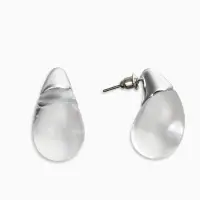 Серьги "Капли Бо", цвет прозрачный белый в серебре