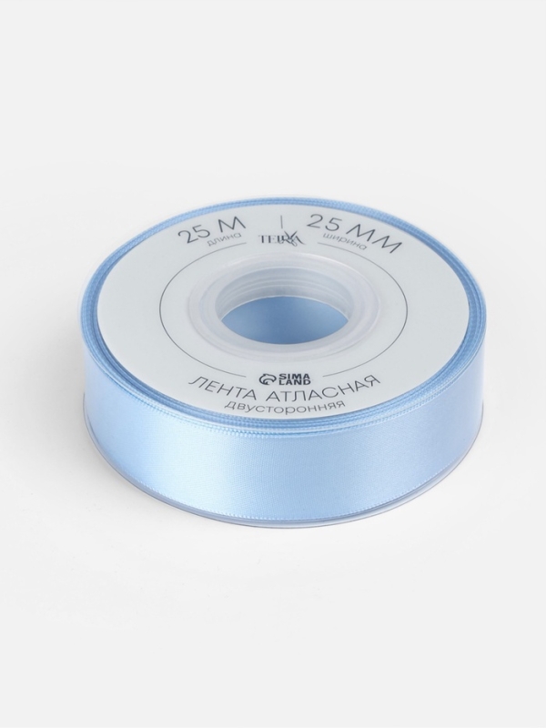 Лента атласная двухсторонняя №332 25мм*25&plusmn;1м небесно-голубой TR