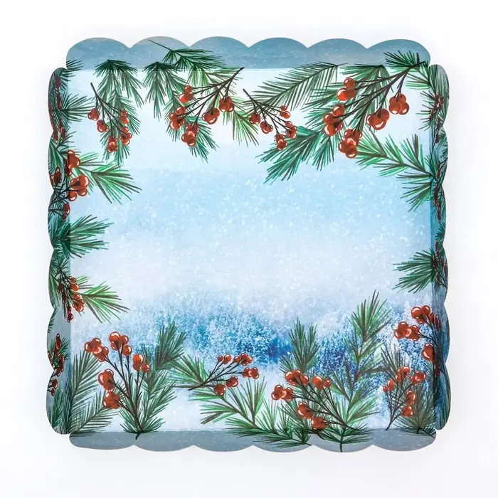 Коробка для печенья, &laquo;Снегири&raquo;, 18&times;18&times;3 см, Новый год