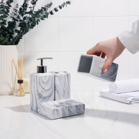 Набор аксессуаров для ванной комнаты &laquo;Мрамор&raquo;, 4 предмета (дозатор, мыльница, 2 стакана)