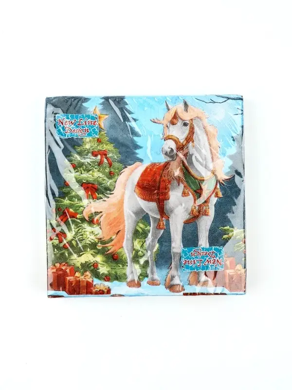 Салфетки бумажные New Line Fresco &laquo;Белая лошадь с ёлкой&raquo;, 33х33 см, 3 слоя 20 листов
