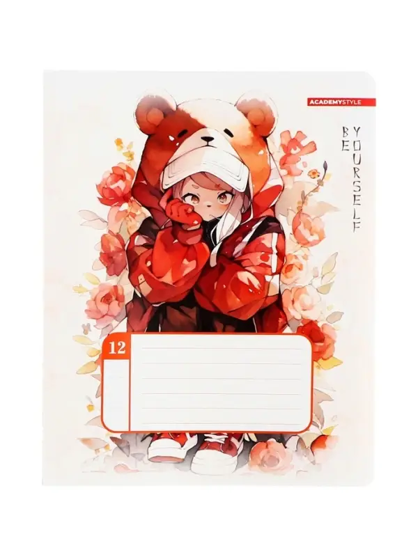 Тетрадь 12 листов, в линейку &laquo;С ушками&raquo;, мелованный картон, МИКС