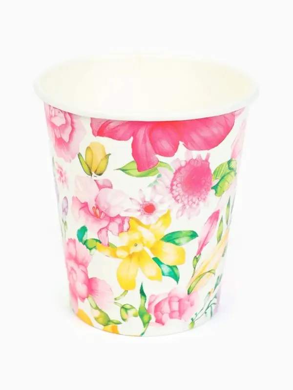 Стакан одноразовый бумажный &laquo;Акварельные цветы&raquo;, 250 мл