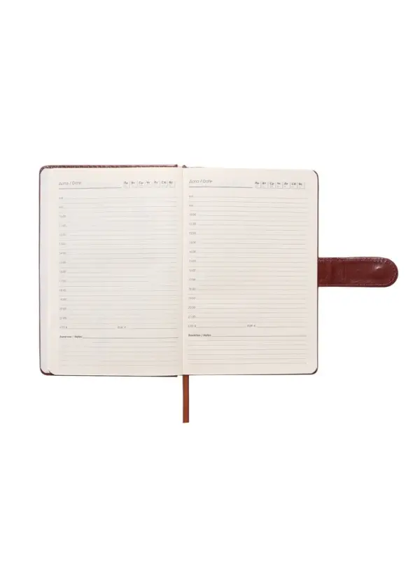 Ежедневник недатированный формат А5, с хлястиком, 112л, линия, пвх, Классика Коричневый