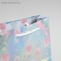 Пакет подарочный голографический, упаковка, &laquo;Happy&raquo;, 15 х 12 х 5.5 см