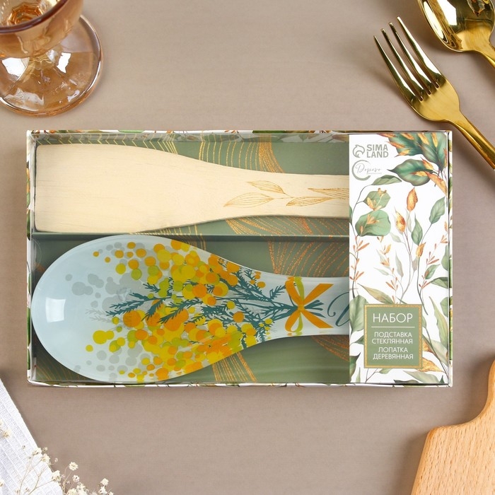 Подарочный набор &laquo;Мимоза&raquo;: подставка под ложку, лопатка