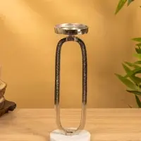 Подсвечник "Эллипс" 10х10х30 см, d 7,5 см, алюминий, мрамор