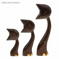 Сувенир дерево "Кошки белые ушки. Любопытство" набор 3 шт h=13, 19, 28 см