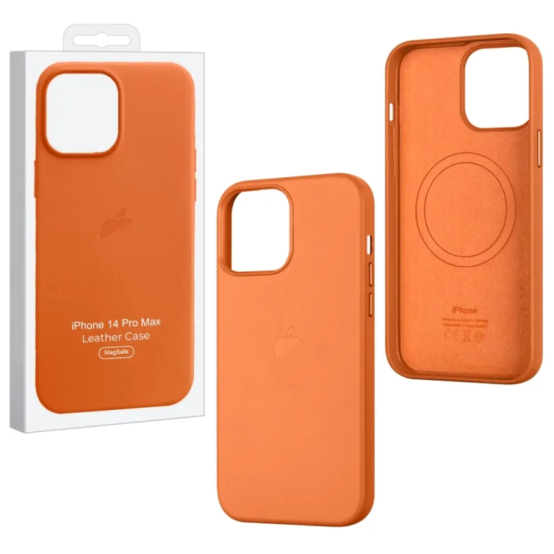 Чехол iPh 14 Pro Max Leather Case 100% ORG Orange