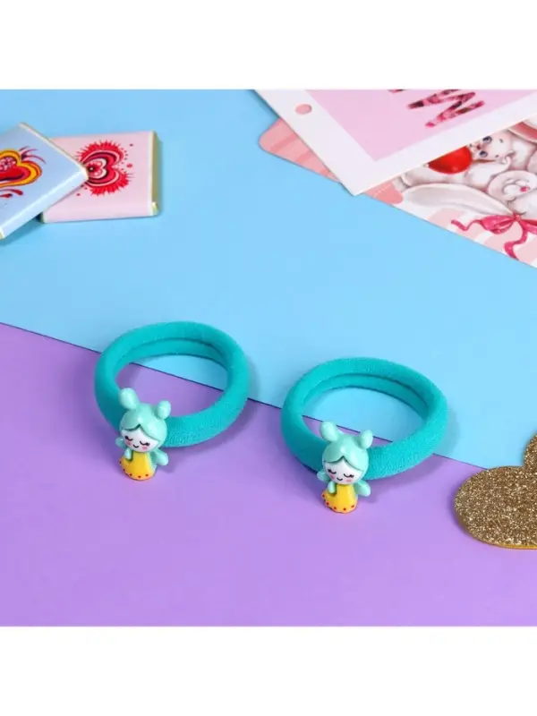 Резинка для волос &laquo;Маленькая радость&raquo;, набор 2 шт., пчёлка, 3.5 см, зелёная
