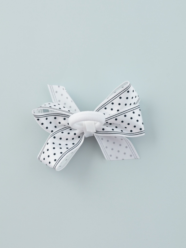 Резинка для волос &laquo;Школьница&raquo;, бант полоски горох, 8 см, бело-синяя