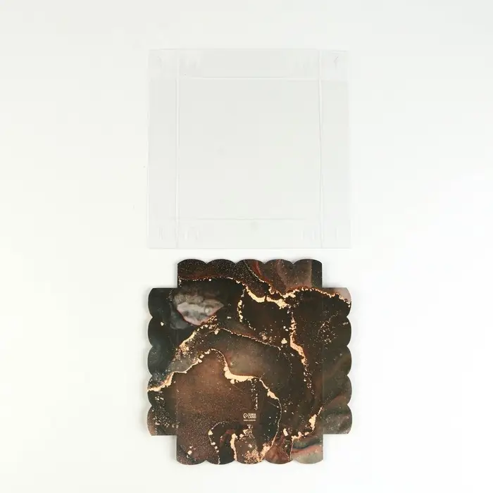 Коробка для печенья, кондитерская упаковка с PVC крышкой, &laquo;Мрамор&raquo;, 15 х 15 х 3 см