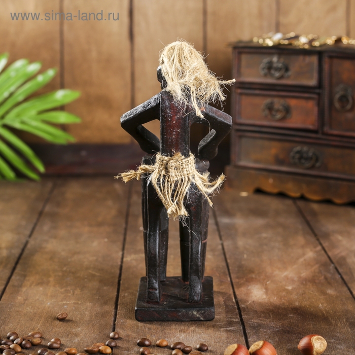 Сувенир &laquo;Абориген с двумя барабанами&raquo;, 19&times;9&times;9 см, дерево