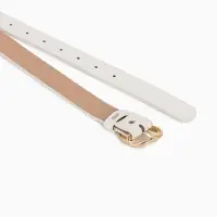 Ремень жен 05-01-01-01, Июнь2510, 2,9*0,3*110 см, без винта, пряж золото, 1 прокол, белый