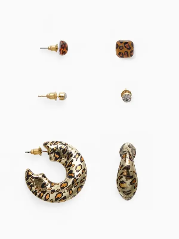 Набор серьги "Леопард" кольцо, цветной в золоте