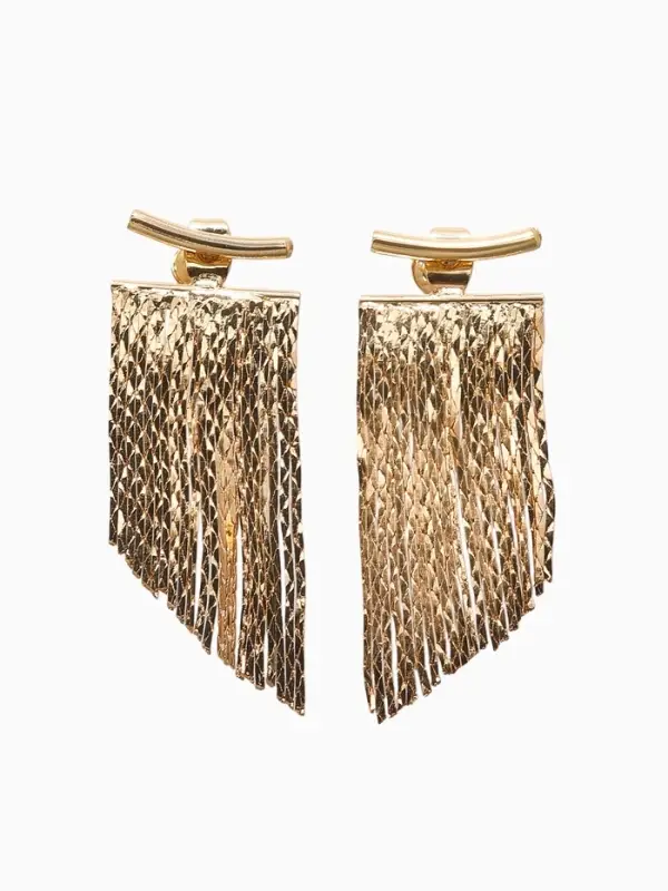 Серьги металл "Цепи" водопад, цвет золото