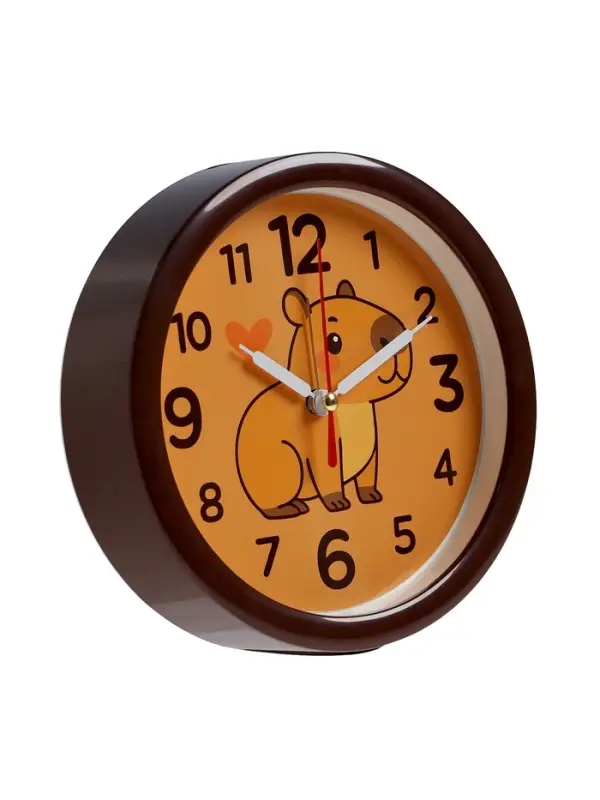 Будильник "Капибара", плавный ход, d=15см, корпус коричневый