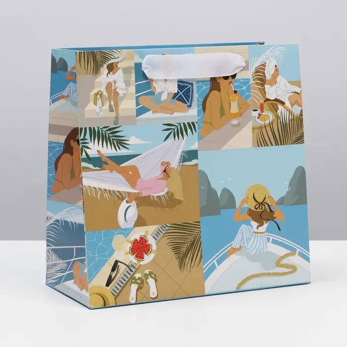 Пакет подарочный ламинированный квадратный, упаковка, &laquo;Круиз&raquo;, 22 х 22 х 11 см