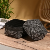 Корзинка плетеная "Бонтанг" бамбук 19х19х14 см, тёмная