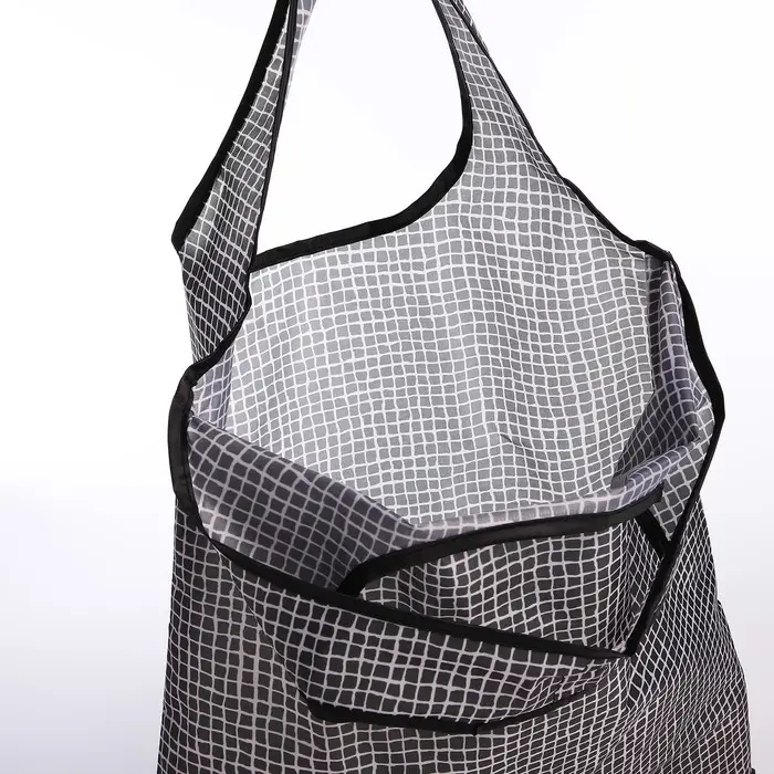 Сумка хозяйственная без застёжки, складная, цвет чёрный